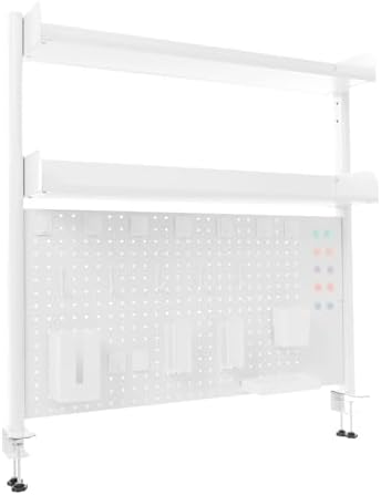 Clamp On Desk Organizer Shelf, 2 Tier Clamp-on Above or Under Desktop Storage Shelf Multipurpose Desktop Bookshelf Shelving Unit for Table Accessories (White) - Image 6