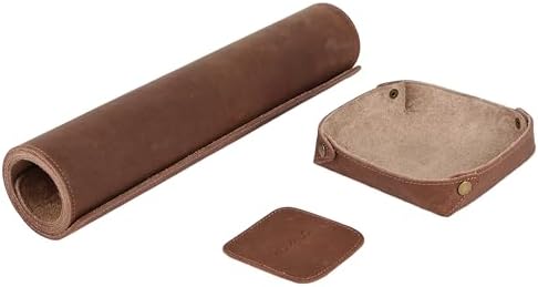 Premium Buffalo Leather Desk Mat Set – Large Office Desk Pad with Organizer Tray & Coasters, Non-Slip Workspace Protector, Elegant Desk Accessories for Home Office & Professionals - Image 3
