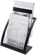 Acrylic Brochure Holder 3 Tier Countertop Display – Clear Literature Rack for A4 & Letter Size Flyers, Pamphlets, Magazines, Menus – Desktop Brochure Organizer for Office Retail Trade Show (Silver) by Unknown