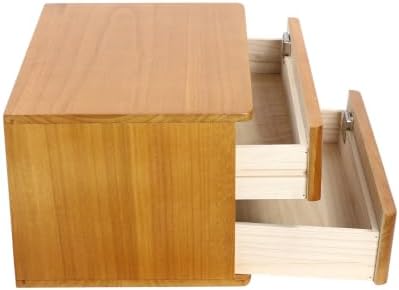 Lockable Desk Organizer Wooden Desktop Drawers Office Flat Files Storage Box Locking Countertop Storage Cabinet (Wood Yellow, 2-Tier) - Image 5