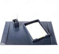 Dacasso Navy Blue 3-Piece Leather Desk Set, Bonded Leather, 30 x 18 x 4 (DF-5037) by Dacasso