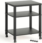 3-Tier Printer Stand with Wheels, Large Under Desk Rolling Cart for Office Storage, Heavy Duty Machine Stand with Adjustable Shelf, 22.04"x17.71"x26.54", Black by Unknown