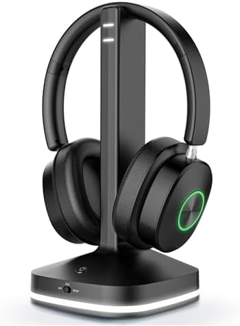 Earbay Wireless Headphones for TV, TV Headphones, Headphone for TV, No‑Delay Over‑Ear Wireless Headset for Seniors, 3 Audio Modes, with Transmitter Charging Base, Gifts for Parents/Elderly by Earbay