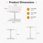Adjustable Book Stand with Clip, 7-Angle Reading Holder, Detachable Upper Panel, 13.8 x 10.6 in Reading Board, 9.84-21.65 in Height Range, Heavy Base for Tablets, Textbooks, Cookbooks, Laptops, White - Image 3
