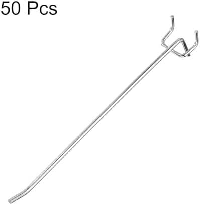 HARFINGTON 50pcs Pegboard Shelving Hooks 8" Stainless Steel Peg Board Display Hook Hanging Holders Wall Mount Organize Tools for Workbench Garage Kitchen Store, Silver - Image 3