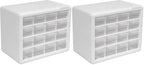 Akro-Mils 16-Drawer Plastic Drawer Storage Cabinet for Garage Organization, Beads, Makeup Organizer, Building Bricks Storage, Teacher Toolbox, 10-1/2-Inch W x 6-1/2-Inch D x 8-1/2-Inch H, 10116 White by Akro-Mils