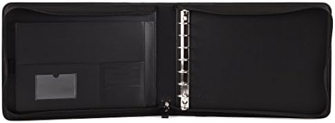 2Fold Zippered Business Checkbook Binder - 7 Ring Binder for Business Checks with Built-in Organizer and Card Case - PU Leather Portfolio for up to 600 3-Up Checks (Black) - Image 5