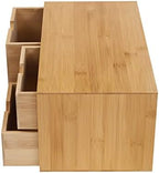 Bamboo Desk Organizer Small Retro Bamboo Tabletop Storage Box with Drawers& Recess Handles for Office Home Supplies Table Storage Collector 13 * 7.5 * 6in (3 Drawers/1 Left&2 Right) - Image 6