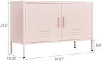 IRONFFICE Metal Cabinets,2 Door Cabinet with Adjustable Shelf,Pink Storage Cabinet for Bedroom,Living Room,Pink - Image 2