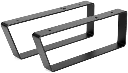 Modern Matte Black Desk Shelf Leg, Monitor Stand Base, Durable Steel with Cork Pad, 10" Depth Minimalist Design Leg for Office Organization (Two Legs) by Unknown