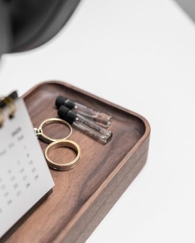 Raico Headphone Stand with Catchall Tray Base Premium Showpiece Headset Holder with Storage Solid Wood (Walnut) - Image 3