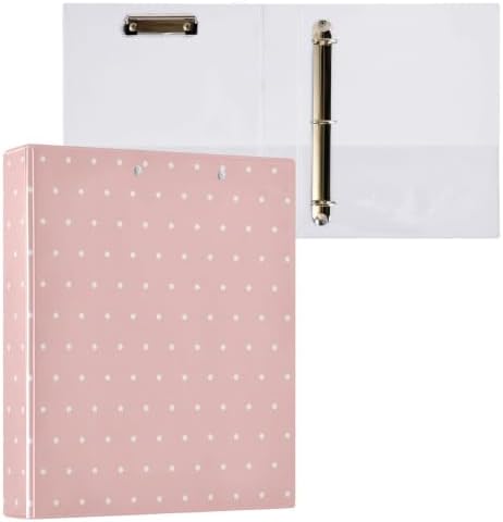 Standard View 3 Ring Binder, Light Pink Polka Dot Durable Flexible Portable Waterproof Hardcover 1.5 Inch D Rings 500-Sheet Capacity Organizer 1PC by Unknown