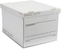 Staples Corrugated File Box, Lift-Off Lid, Letter/Legal, White/Black, 10/Pk by Staples
