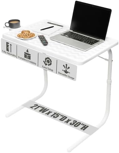 Table-Mate TV Tray Table | Portable Desk Folding Dinner Tray, Couch Table Trays for Eating Snack Food, Portable Laptop Desk, Bed Trays for Eating | Adjustable TV Trays with 3 Angles and Cup Holder by Table-Mate