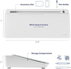 VIVO White Glass 16 x 7 in Dry Erase Board with Storage, DESK-WB16A - Image 3