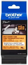 Brother HSe211E 5.28mm (0.2in) Black on White 3:1 Heat Shrink Tube by Unknown