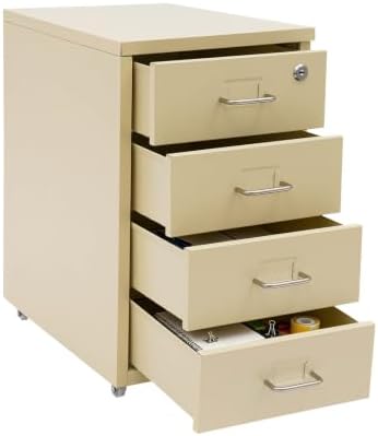 4 Drawer Vertical File Cabinet, Beige Metal File Cabinet with Lock(Yellow) by Unknown