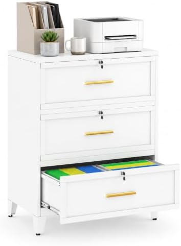 3 Drawer File Cabinet with Lock, Small Filing Cabinet for Home Office by Unknown