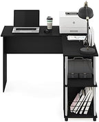 Furinno Abbott L-Shape Computer Desk with Stainless Steel Tubes Bookshelf, Americano/Chrome - Image 4