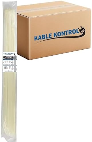 Kable Kontrol Cable Zip Ties, 32 Inch 500 Pcs HD 175lbs Test, Natural White by KABLEKONTROL%C2%AE
