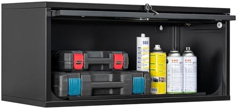 Fesbos Metal Storage Cabinet Black Wall Cabinets with Locking Door - Wall Mounted Storage Cabinet for Garage Warehouse Home Office - Assembly Required by Fesbos
