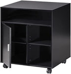 FITUEYES Mobile Wood Printer Stand with Cabinet & Adjustable Shelves, Black - Image 2