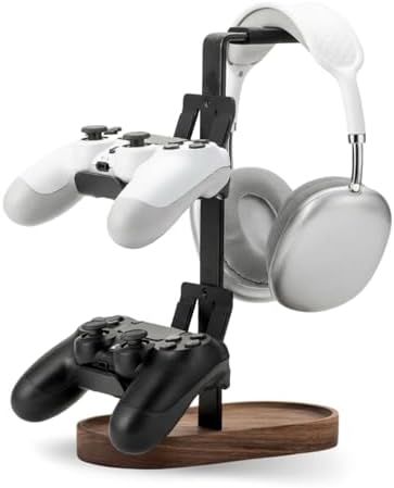 muso wood 2-in-1 Gaming Controller Stand, Headphone Holder, Desktop Headset Stand for Game Controllers and PC Earphone Accessories by Musowood