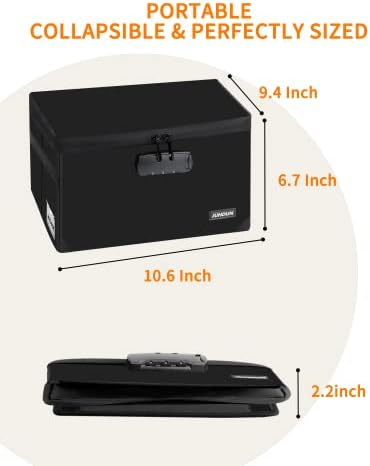 JUNDUN Index Card Holder with Lock,Collapsible Fireproof Index Card Box fits 1200 5x8-Inch Flash Cards - Business, Recipe, or Note Card Storage Boxes - Black - Image 4