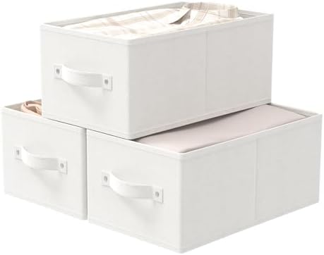 Storage Basket, Closet Organizer, 3 Pack, White, 18.5x11x7.9 In by Unknown