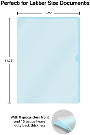 Light Blue Vinyl Folders, Heavy Duty Plastic Folders with Clear Front Pocket, Doctor Stuff, Letter Size L-Type Document Holder for Home, Office and Medical, Pack of 25 - Image 3