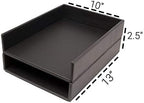 Armory by Castle - Leatherette Two Stackable Paper Trays Desk Organizer - Clutter Organizer for Home, Office, Personal, and Employee Files (Two Paper Trays - Stackable) - Image 2