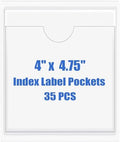 Origin-Joy 35 PCS Self Adhesive Index Card Pockets with Top Open, Clear Plastic Label Holder for Cards of Note, Library and Business, Adhesive Label Pockets & Card Holder (4 x 4.75 inch) by Origin-Joy