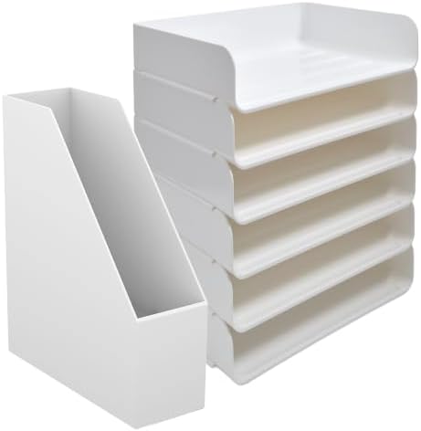 TRU RED Side Load Letter Tray and Plastic Magazine File, White by TRURED