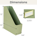 BLU MONACO | Set of 6 Foldable Magazine File Holders in Earth Green | Heavy-Duty Vertical File Organizers with Label Holders | Desk Organizer Set for Paperwork, Documents & Office Storage - Image 7
