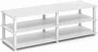 Furinno Turn-S-Tube Toolless Assembly 3-Tier TV Stand, Entertainment Center for TV up to 55 Inch, Wide Printer Stand with Storage Shelf, for Living Room, Bedroom, White - Image 4