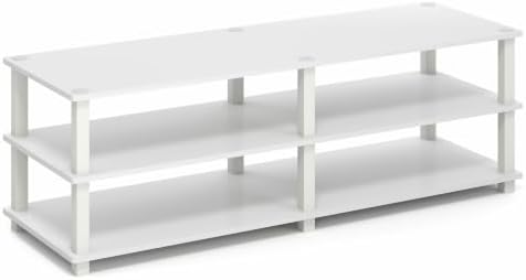 Furinno Turn-S-Tube Toolless Assembly 3-Tier TV Stand, Entertainment Center for TV up to 55 Inch, Wide Printer Stand with Storage Shelf, for Living Room, Bedroom, White - Image 4