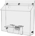 Marketing Holders 4 Pack Brochure Box with Lid Metal Mount Clear Acrylic Magnetic Outdoor Caddy Holds 9" x 6" Bifold Ads and 3.5" x 2" Business Cards with Take One Sticker Hangs On Smooth Surfaces by MarketingHolders