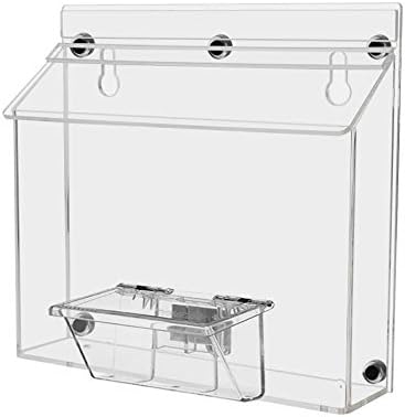 Marketing Holders 4 Pack Brochure Box with Lid Metal Mount Clear Acrylic Magnetic Outdoor Caddy Holds 9" x 6" Bifold Ads and 3.5" x 2" Business Cards with Take One Sticker Hangs On Smooth Surfaces by MarketingHolders