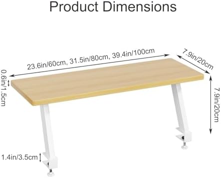31.5x7.9 in Clamp on Desk Shelf, Adjustable Floating Desks Shelf - Image 3