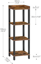 HOOBRO Small Bookcase, Industrial Style Bookshelf for Narrow Spaces, 4-Tier Square Book Shelf Stand, Wooden Storage Rack Display Shelf, Corner Shelf for Living Room, Rustic Brown and Black BF08CJ01 - Image 3
