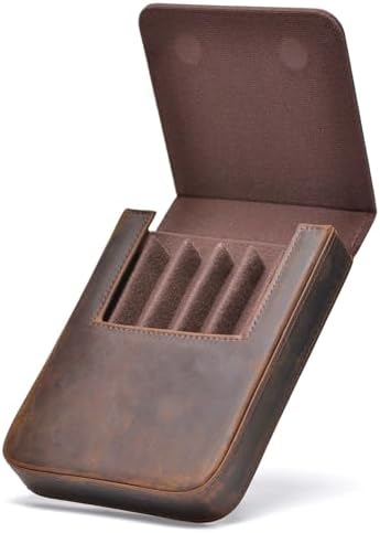 Lanxivi Genuine Leather Fountain Pen Case 6 Slot Crazy Leather Organizer, Portable Pen Bag Pouch Drawer Style - Image 6