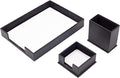 MOOGCO Leather Document Tray - Pen Holder - Note Paper Holder -3 Accessories-Desk Organizer - Office Desk Accessories - Desktop Storage - 3 PCS (BLACK) by MOOGLLC