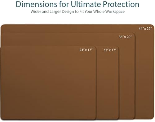 Vine Creations Leather Desk Pad - Large 36" x 20", Desk Protector with PU Leather, Mouse Pad, Blotter for Office (Brown) - Image 2