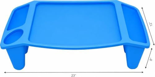 Basicwise 2-Pack Blue Activity Desk Tables with Cup Holders & Storage - Image 3