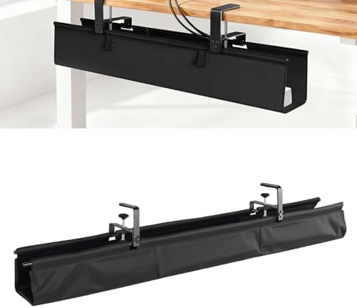 Kadimendium Under Desk Cable Management Tray Extra Large Oxford Cloth Organizer for Home and Office 48 Inch with Secure Clamps - Image 3