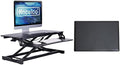 Rocelco Standing Desk Converter and Floor Mat - 31.5 Inch Sit Stand Up Dual Monitor Tabletop Riser with Tablet Mount, Height Adjustable Workstation - Deep Keyboard Tray - Black (R VADRB-MAFM) by Rocelco
