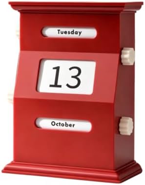 Rotatable Perpetual Desktop Calendar, Permanent Calendar, Office Desk Decor, Business Table Accessory, Rotating Design (Red) by Unknown