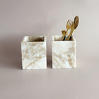 Natural Marble Stone Square Storage Container Empty Vessel Holder Cup for Candle/Pens/Sundries items (Gold) - Image 5