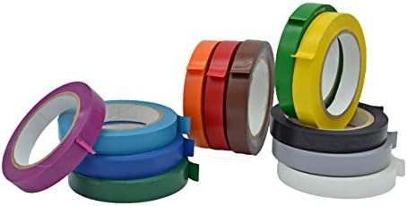 MAT Vinyl Marking Tape Rainbow Pack - 1.5 inch x 36 yds. 12-Rolls Assorted Colors - for Safety Floor Marking (School Gym, Restaurants, Warehouse), Dance Floor Splicing, Pinstriping Cars & Boats by MATTape