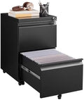 Approgreent 2 Drawer Metal File Cabinet, Fully Assembled Locking Filing Cabinet with Anti-Tipping Wheels, Quiet Slide, Heavy-Duty Steel Construction, Fits A4 Letter Legal for Home Office, Matte Black by Approgreent